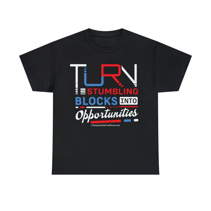 TURN STUMBLING BLOCKS - Unisex Cotton Tee | CHAMPIONSHIP TRADITIONS