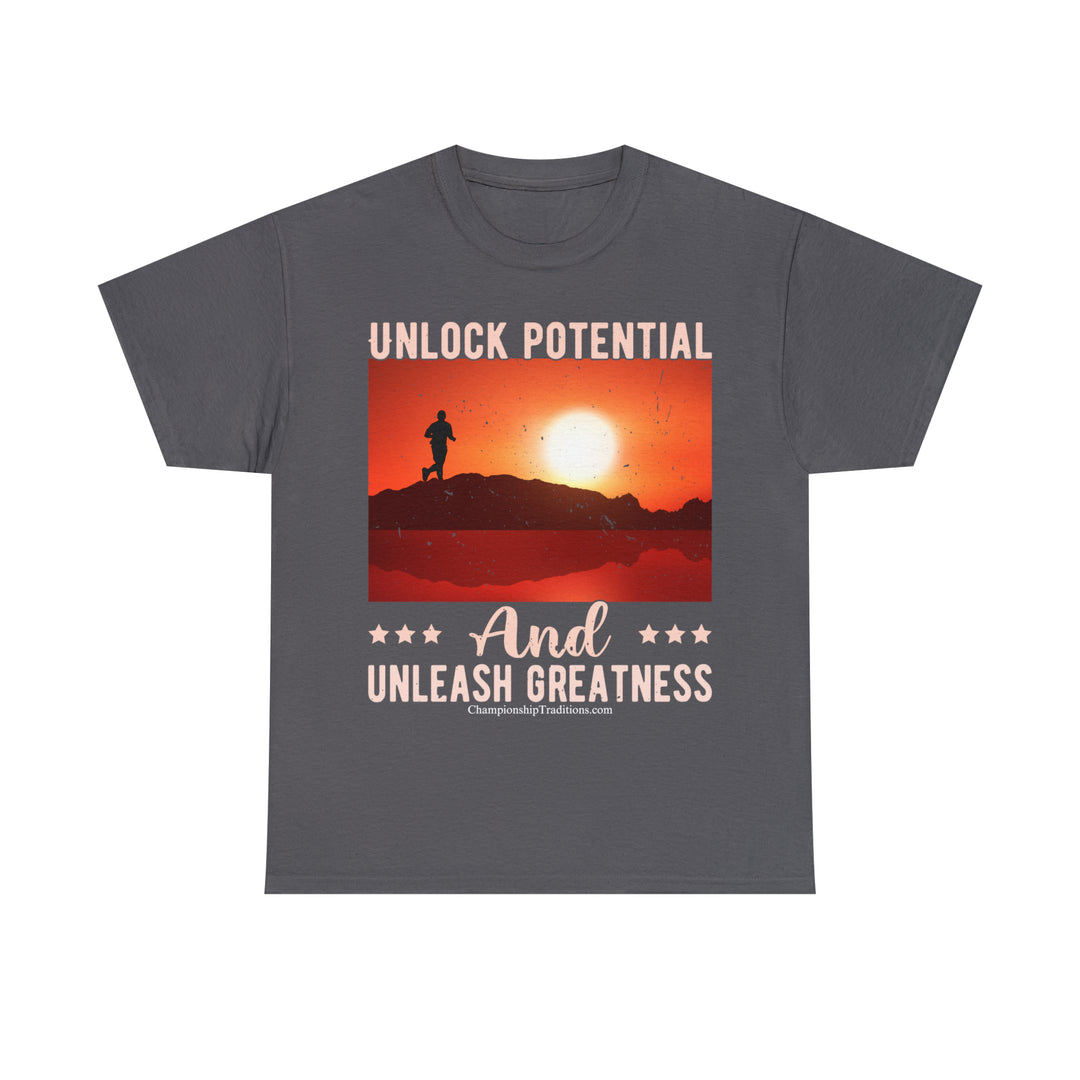 UNLOCK POTENTIAL AND UNLEASH GREATNESS - Unisex Cotton Tee | CHAMPIONSHIP TRADITIONS