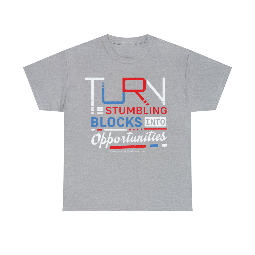 TURN STUMBLING BLOCKS - Unisex Cotton Tee | CHAMPIONSHIP TRADITIONS