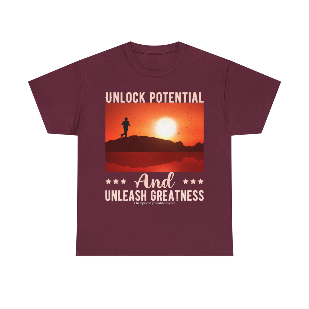 UNLOCK POTENTIAL AND UNLEASH GREATNESS - Unisex Cotton Tee | CHAMPIONSHIP TRADITIONS